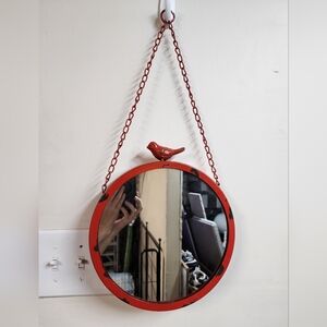 Decorative Round Red Bird Accent Mirror - Brand Unspecified